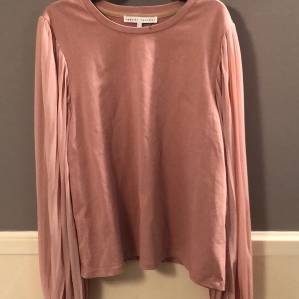 English‎ factory size large crewneck shirt with puffy sleeves